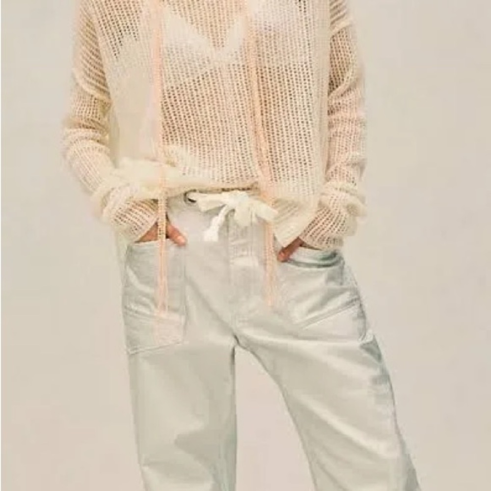 Free People Silver Metallic Moxie Barrel Jeans